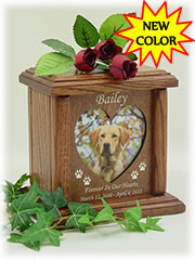 Small Medium Heart Photo Pet Urn Chestnut