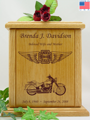 Iron Cross and Wings Custom Motorcycle Urn