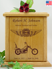 Iron Cross and Wings Chopper Motorcycle Urn