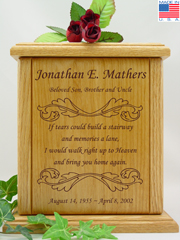 Leaf Scroll Poem Cremation Urn