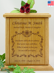 Small Poem Vine Border Cremation Urn