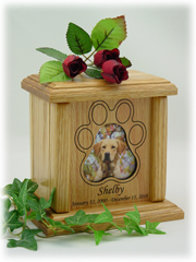 Small Medium Paw Print Photo Pet Urn